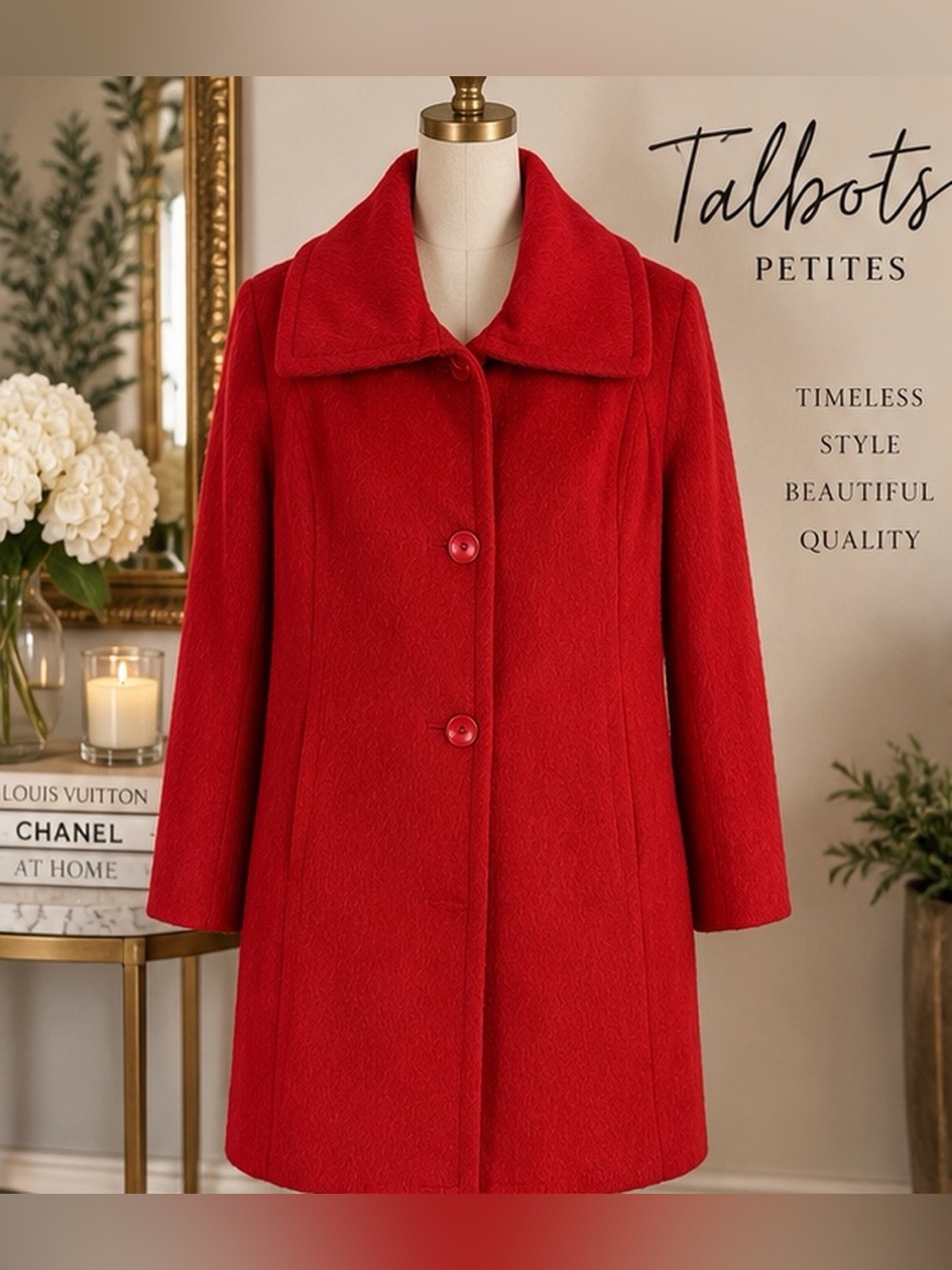 Talbots petite red wool alpaca mohair coat
